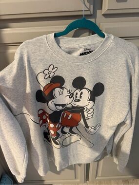 Disney Mickey & Minnie Graphic Sweatshirt - Light Gray size Large